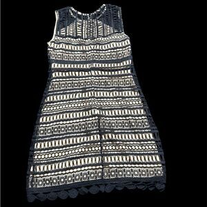 Francesca's Collections Black and Cream Lace Midi Dress